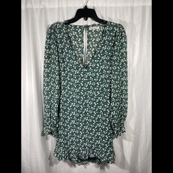 Reformation Elenor Open Back Green Mini Dress - Picture 6 of 14